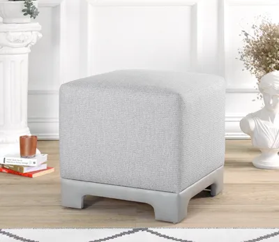 Image de Hanah Home, Lenover - Gris, pouf, gris, 50 % COTON / 50 % LIN, 50 x 50 x 47 cm