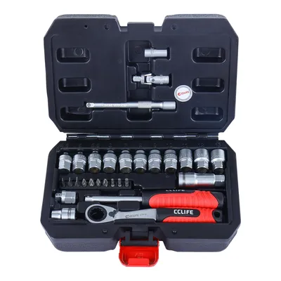 Produktbild von Durchgangssteckschlüsselsatz 1/4" (29-teilig) Ratsche Bits & Verlängerung