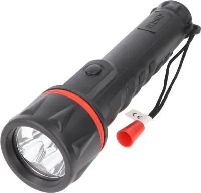 Produktbild von Velamp LED Gummi-Taschenlampe, 3 LEDs, wasserdicht, mit Handschlaufe, inklusive Batterien