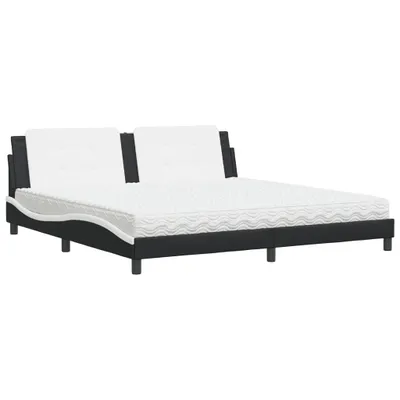 Productafbeelding van vidaXL Bed met matras "Zadar", zwart en wit, 200x200 cm, kunstleer