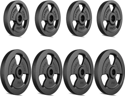 Produktbild von Marbo Sport Tri-Grip Guss Hantelscheiben-Set Gewichte mit ø30/31 mm Bohrung | Set 30 kg / 4 x 5 kg + 4 x 2,5 kg