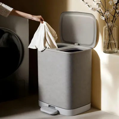 Produktbild von Wasmand schmal 50 l, 2 Fächer mit Deckel, mit herausnehmbarem und waschbarem Innenbeutel, für die Wäsche