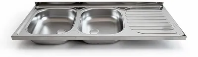 Immagine prodotto di Lavello cucina acciaio appoggio 120x50 cm doppia vasca e gocciolatoio destro SA127DX