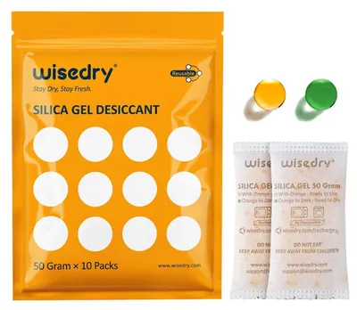 Image de Sachets de gel de silice de 50g, rechargeables au micro-ondes, avec indicateur, lot de 10