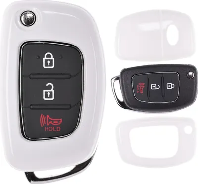 Produktbild von Auto Schlüssel Kunststoff Hülle ABS Plastik Schutz Cover Weiß kompatibel mit Hyundai i20 i30 ix35 i40 Santa Fe Tucson Klappschlüssel