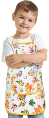 Immagine prodotto di Grembiule da bambino - 37 x 47 cm, per bambini da 3 a 5 anni - Bianco,Giallo