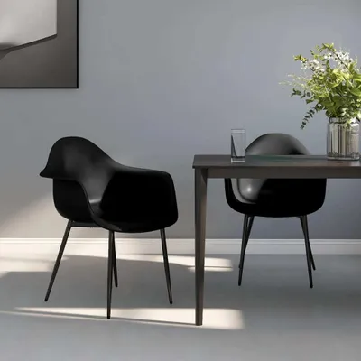 Productafbeelding van vidaXL Eetkamerstoelen, 2 stuks, zwart, PP - Eetkamerstoel - Eetkamerstoelen - Eetstoel - Eetstoelen