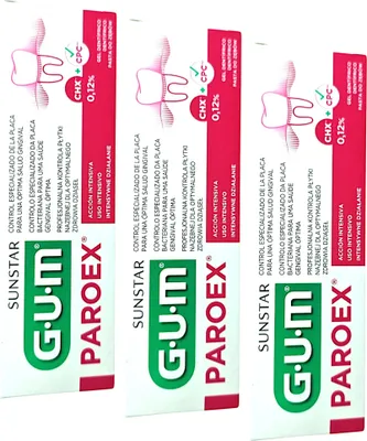 Produktbild von 3x GUM Paroex 0,12% CHX Zahnpasta 3x 75 ml