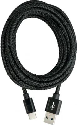 Produktbild von SYSTEM-S USB 3.1 Kabel 3 m Typ C Stecker zu 3.0 Typ A Stecker  Kabel  geflochten Schwarz