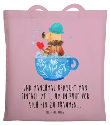 Produktbild von Mr. & Mrs. Panda Tote Bag Nachtfalter Schaumbad - Rosa Pastell - Geschenk, Tasse, Baden, Bad, Lustige Sprüche, dokumententasche, Tasche, Jutebeutel, Schultasche, WC