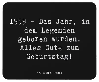 Produktbild von Mr. & Mrs. Panda Mouse Pad Spruch 1959 Geburtstag - Schwarz - Geschenk, Happy Birthday, Erinnerung, Geburtstagsgeschenk, Mousepad, Alter, runder, besondere Anlässe