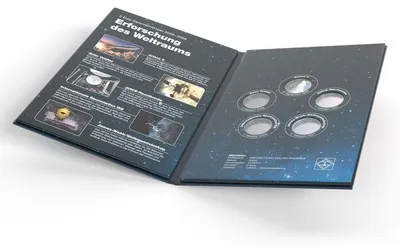 Produktbild von Münzfolder für 5x dt. 5 Euro Münzen Erforschung des Weltraums 2026 - 2028, inkl. Kapseln