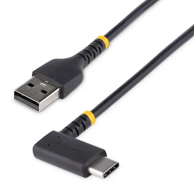 Produktbild von StarTech.com USB-A auf USB-C Kabel 2m, 3A, Winkelstecker, Schwarz