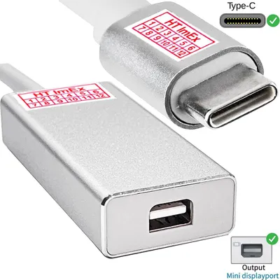 Produktbild von Silber USB-C 3.1 gen1 auf mini DisplayPort Adapter Kabel kompatibel mit MacBook Air Pro