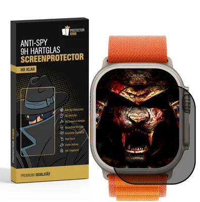 Produktbild von 6x Blickschutz 9H Panzerhartglas für Apple Watch Ultra 49mm ANTI-SPY PRIVACY echtes Tempered Panzerglas Displayschutz Schutzglas Schutzfolie Screen-Protector