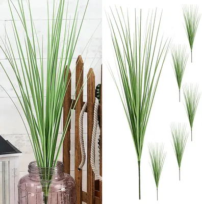 Produktbild von Graszweige 6er Set 100cm Kunststoff grün Kunstgras Kunstpflanze Ziergras Graszweig Grasbusch Deko-Gras