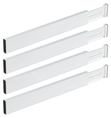 Produktbild von Relaxdays Schubladentrenner, 4er Set Ladentrenner, verstellbar von 46 bis 56 cm, Schubladenteiler Küche, Bambus, weiß