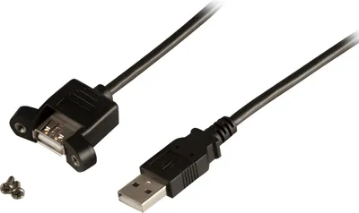 Produktbild von Microconnect USBAAF1PANEL2, 1,8 m, USB A, USB A, USB 2.0, Schwarz
