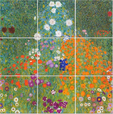 Produktbild von Legendarte - Multipanel Bilder Der Blumengarten - Gustav Klimt cm. 150x150 (9 Stück)