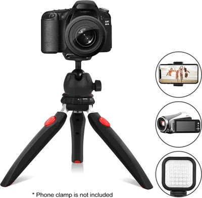 Zdjęcie produktu dla Mini statyw stołowy Andoer H20, przenośny, składany, do aparatów w telefonach, z odłączaną głowicą kulową, śrubą 1/4 cala