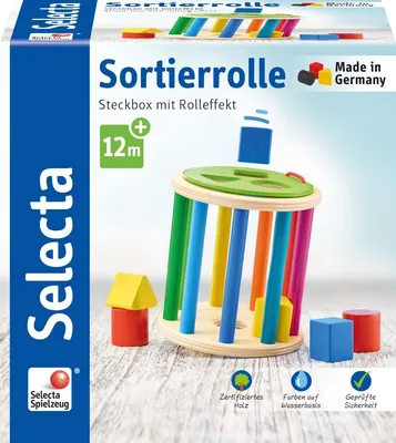 Immagine prodotto di Selecta Spielzeug Sortierrolle, Sortier Rolle, Motorik, Kleinkindspiel, Kleinkindspielzeug, Holz, 13 cm, 62007