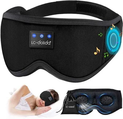 Productafbeelding van Slaapmasker met oortjes, Bluetooth, 3D-slaapmasker, gehoorbescherming, geschikt voor slapen op de zij