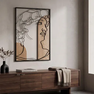 Immagine prodotto di Pannello decorativo "David" in MDF e metallo, 55x80 cm, finitura naturale nera, design Mauro Ferretti