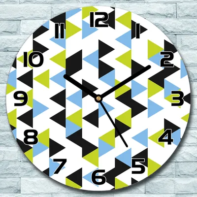 Produktbild von Wanduhr aus Glas Rund fi 30 Geometrisches Muster Quarz Deko Schlafzimmer Büro