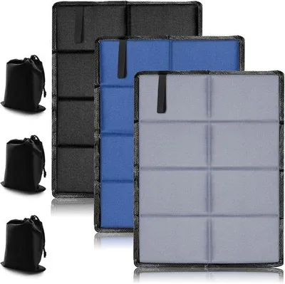 Produktbild von Famanu Sitzkissen Faltbar - Thermo Sitzmatte - Wasserfest - 40 x 29 cm - Grau Blau Schwarz