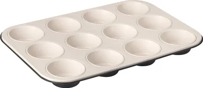 Produktbild von Zenker 12er-Muffinform Ø 7 cm CREME NOIR, Muffinbackform aus Stahlblech, Backblech mit keramisch verstärkter Antihaftbeschichtung (Farbe: Crème/Anthrazit)