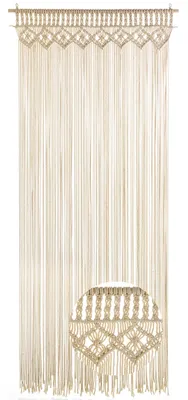 Produktbild von Lockardi Makramee Türvorhang TWINE beige 132 Stränge 95x210cm rechteckig - Wohnzimmer Insektenschutz Fliegenschutz Vorhang Sichtschutz Fadenvorhang