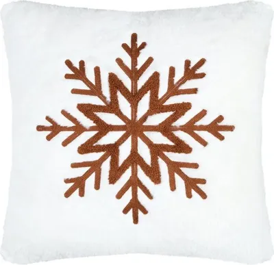 Produktbild von STOF | Dekokissen - Kissen - 45x45 cm - weiß braun - Weihnachtskissen - Schneeflocke