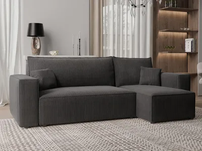 Produktbild von Idohome - PARIS L Ecksofa mit Schlaffunktion und Bettkasten 244x145 cm – universell  – Modernes Schlafsofa & Couchgarnitur Farbe: Schwarz Poso 135