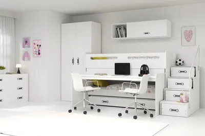 Produktbild von Kinderhochbett mit Stauraum ohne Matratzen 80x200 IDA 1 – Weiß