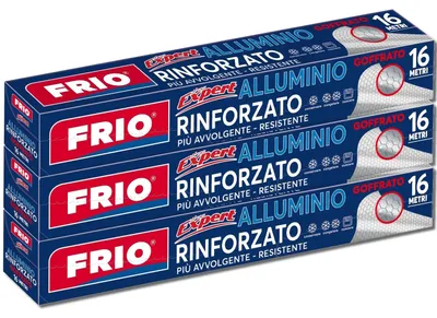 Productafbeelding van FRIO Aluminiumfolie set – 3 rollen gestanste aluminiumfolie voor voedsel, elk 16 meter