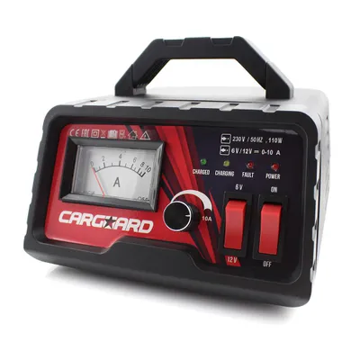 Immagine prodotto di CARGUARD Caricabatterie 6/12V (0-10A) - Protezione intelligente, display analogico, per auto e moto