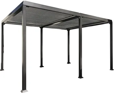 Produktbild von HOME DELUXE - Lamellenpavillon - CANNES, Maße: 400 x 303 x 223 cm, inkl. Handkurbel, Gestell: Aluminium I Terrassenüberdachung Pergola Sonnenschutz