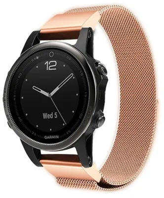 Produktbild von Strap-it Milanese Armband - Kompatibel mit Garmin Fenix 5s Armband Hochwertiges Material -Edelstahl Magnetische verschluss für Garmin Fenix 6s Armband Rosa Gold20mm smartwatch