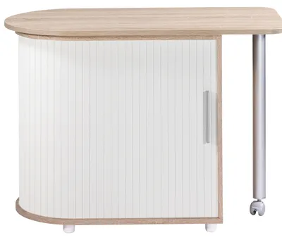 Produktbild von SIMMOB Modularer Schreibtisch mit Rollladen Computertisch 75 x 131 x 55 cm, Farbe:Eiche-Weiß