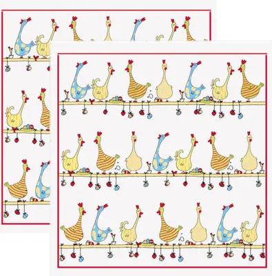Produktbild von Kracht Frottier-Geschirrtuch 2er-Pack Hühner 50x50 cm