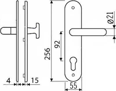 Produktbild von Edelstahl Haustür Schutzbeschlag 1586 U-Form HS-92mm ES1 Kn-Dr mit ZA Türdrücker