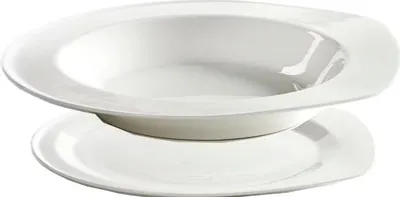 Image de Serax Serax - Set de vaisselle avec assiette XL et assiette creuse - 32,7 cm et 25,1 cm - Design moderne et minimaliste et dimensions généreuses - Pour manger et présenter - Porcelaine blanche