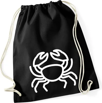 Produktbild von Huuraa Turnbeutel Krebs Sternzeichen Symbol 12 Liter Black Baumwolle Rucksack Geschenkidee