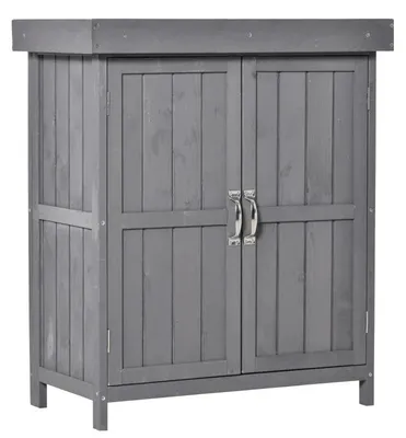 Immagine prodotto di Armadietto da giardino per attrezzi da giardinaggio | Colore: Grigio scuro | Dimensioni: 43x74x88 cm