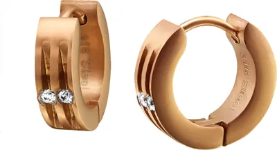 Produktbild von 316L Chirurgenstahl Klappcreolen Ohrringe 13mm rosévergoldet mit Zirkonia