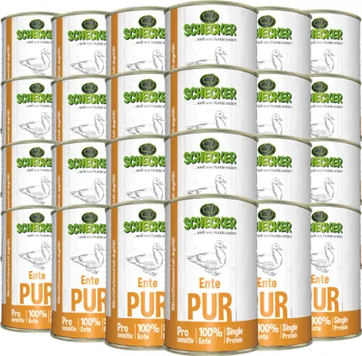 Produktbild von 24 x 410 g - Schecker Ente PUR - Nassfutter - 100% Ente - getreidefrei - echte, reine Qualitätsware