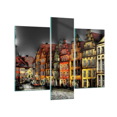 Produktbild von Bilder auf glas - Bunte Häuser historische Denkmäler - 95x80cm - Glasbilder - Wandbilder - Kunstdruck - zum Aufhängen bereit - Wanddekoration aus Glas - Glas Bilder - Wandbild auf Glas - GCB95x80-0251