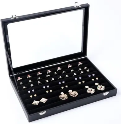 Produktbild von Schmuckkasten Ring Schmuckkästchen kasten -Aufbewahrungsbox, Glasabdeckung