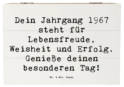 Produktbild von Mr. & Mrs. Panda Box Spruch 1967 Geburtstag 22 x 15 cm - Weiß - Geschenk, fotobox, holzschatulle, Schatzkiste, Geburtsjahr, schatztruhe, Geburtstagsgeschenk, Glückwunsch