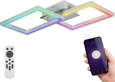 Obrázok produktu pre Stropné svietidlo 50x38 cm - 30W, 3300, LED, stmievateľné, diaľkové ovládanie, CCT, RGB, strieborná farba